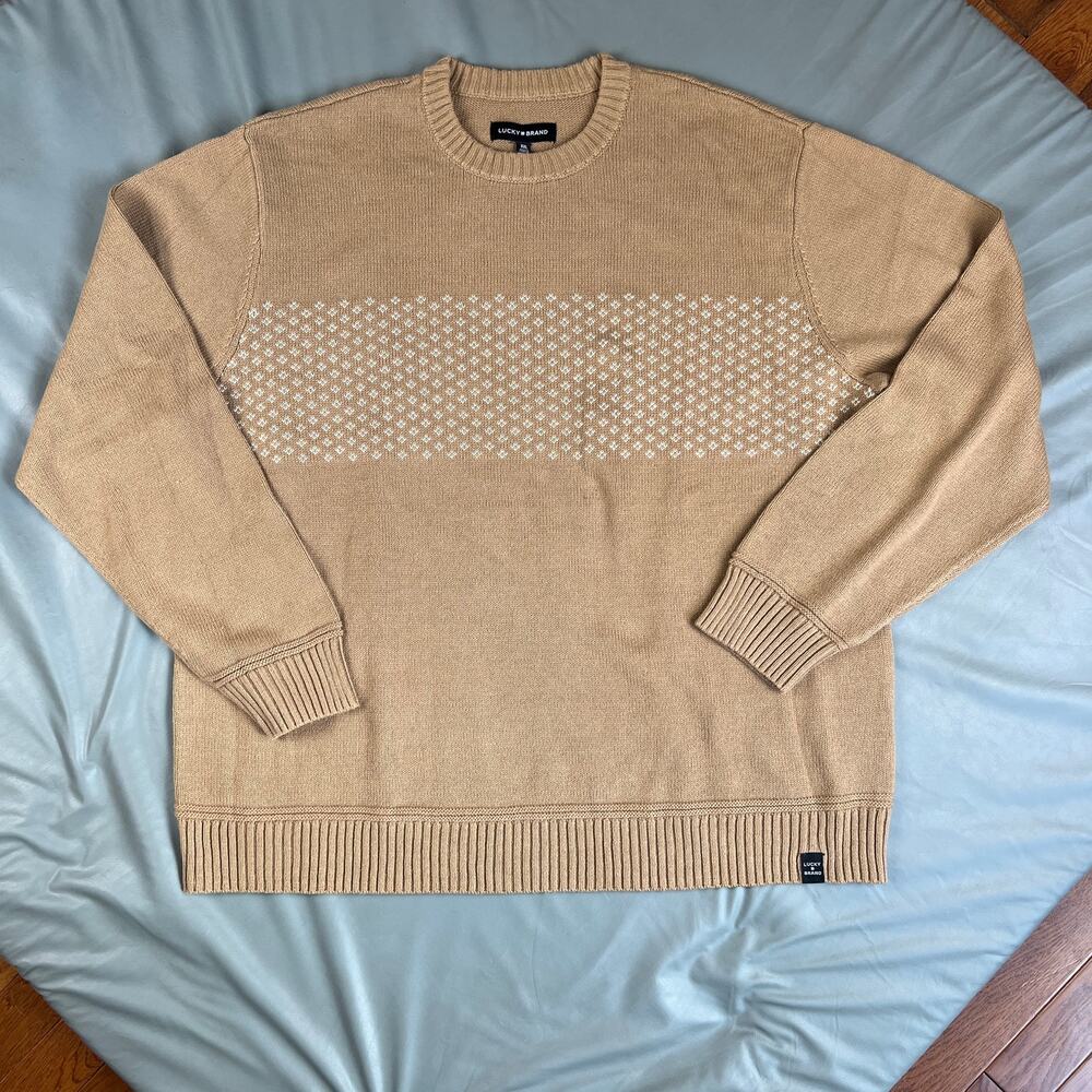 Lucky Brand Crewneck Jaquard Pattern Ribbed Sweater XXL